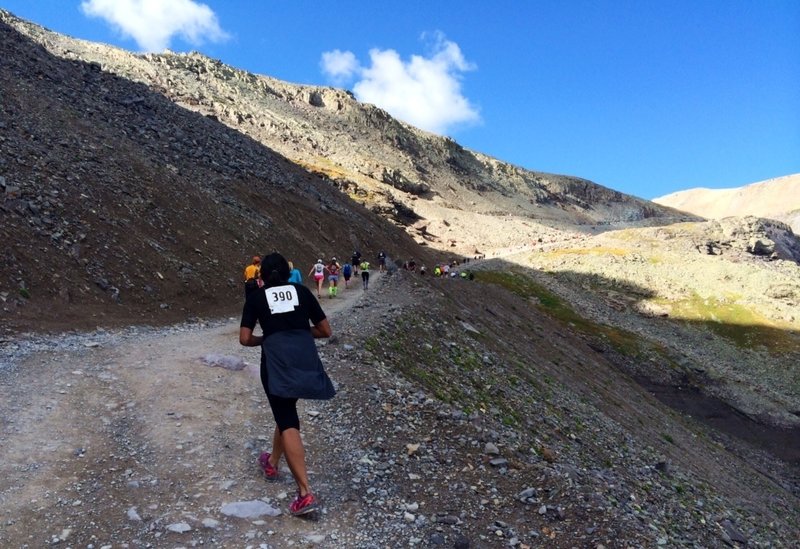 Grinding up Imogene Pass.