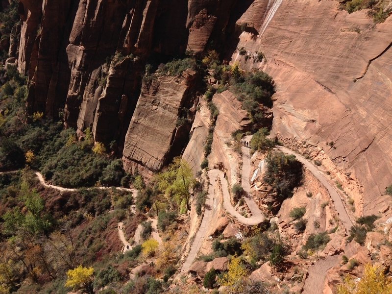 Looking down at the lower switchbacks of Walter's Wiggle, a marvel of industry.