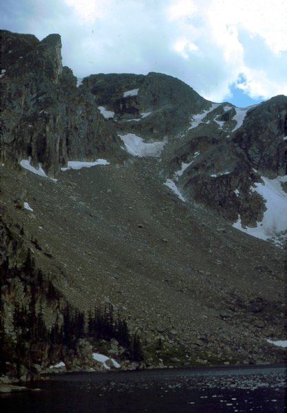 Ptarmigan Mtn over Lake Nanita (1980) with permission from BoulderTraveler