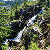 Small waterfall flowing from Heart Lake