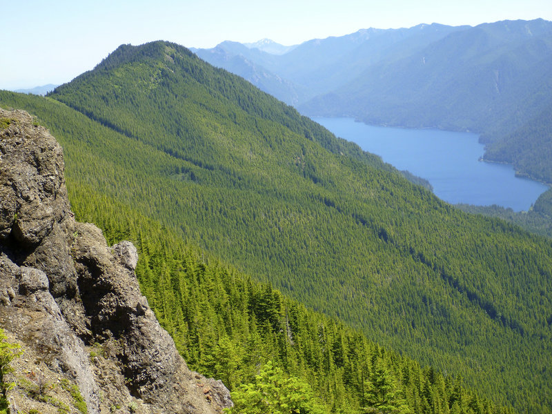 Looking down to Crescent Lake from Mt. Muller.