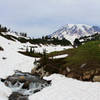 Mount Rainier and flowing water