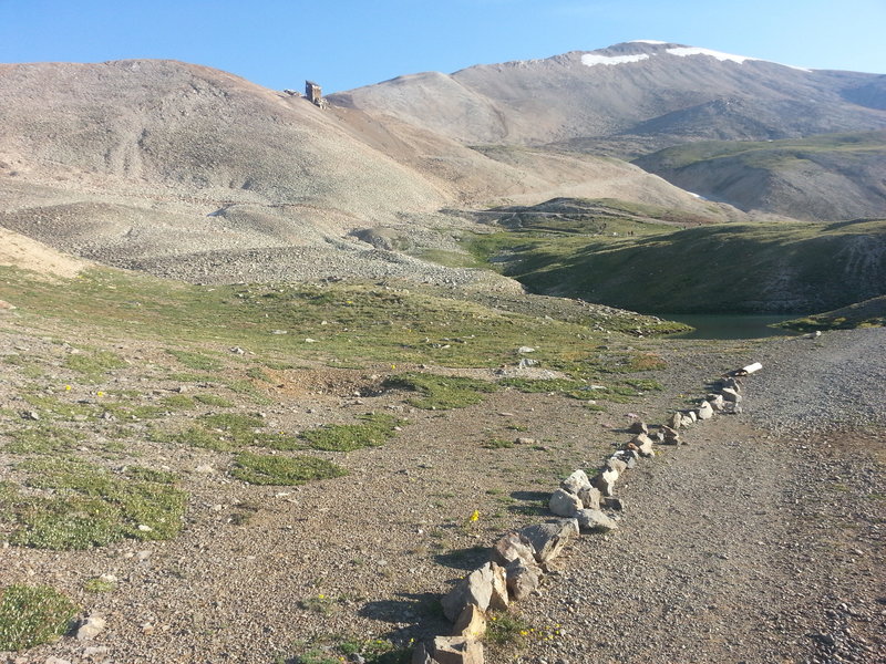 Mt Sherman with snow and Dauntless mine on the left