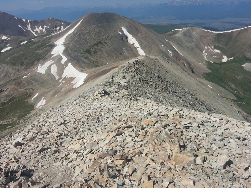 Mt Sherman summit looking down the ridgeline