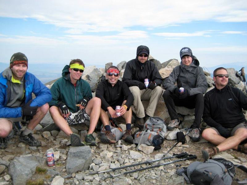 Tired hikers on the summit after successive days of tackling the 14ers of the Sangre de Cristo Range.