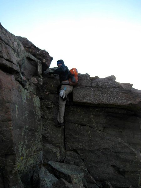 One of many rock formations around the summit of Humboldt Peak. Such playgrounds can easily be avoided, but are minimally exposed and composed of solid rock.