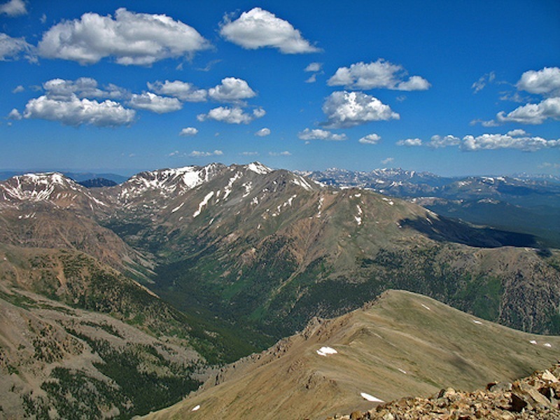 View from Mt. Massive's summit on a summer day.