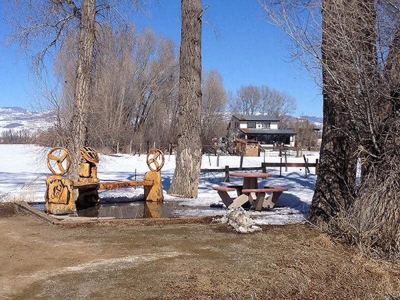 Some of the picnic tables and hand carved benches.