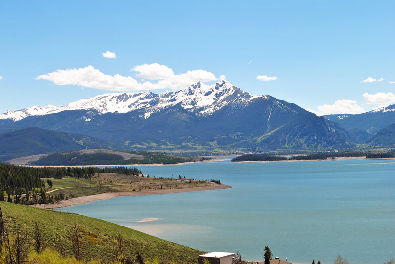 View of Dillon Reservoir and the Ten Mile Range beyond.  From Oro Grande Trail.