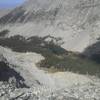 A look down the finally gully of the day. Lake Como can be seen at the bottom, along with the end of the trail.