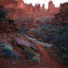 Strolling through the desert brush to Fisher Towers.  On the Fisher Towers Hiking Trail