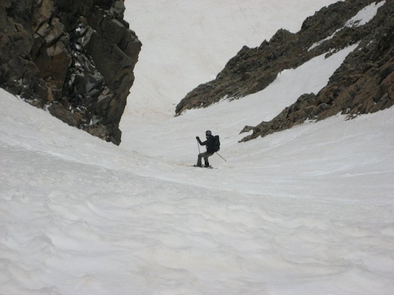 A fun ski down Conundrum Couloir.