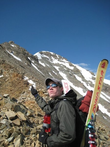 A view of the hike to come along the Northeast Ridge. The added weight of skis doesn't help.