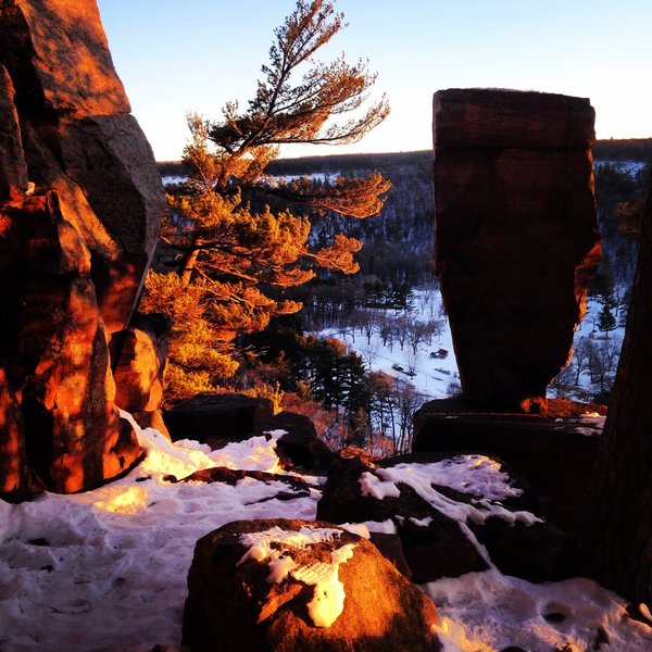 Balanced Rock on a winter's eve.  Balanced Rock Tail