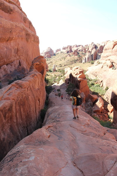 Walking down from top of rock fin