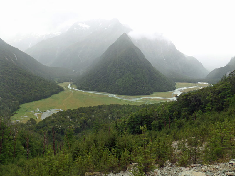 Moody weather over the Humboldt Mountains from near Routeburn Falls