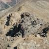 Approaching the summit of Mt. Missouri on semi-technical terrain.