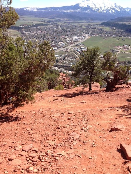 A look down at the Mushroom Rock trail around the steepest sections.