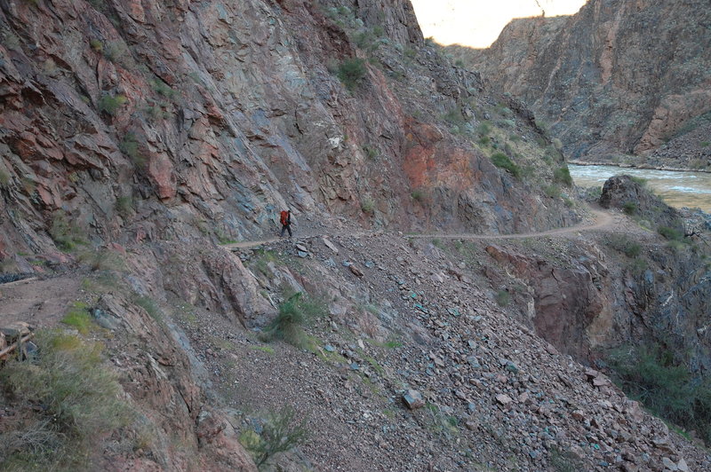 A hiker on Bright Angel.