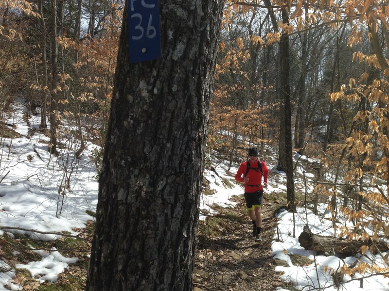 Climbing up one of the ridges of the First Creek Trail