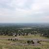 A view of the metro area and the trailhead with the Green Mountain Trail just climbed disappearing at the bottom of the photo