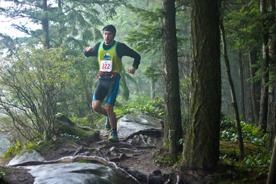 Navigating the most technical part during the Chuckanut 50k.