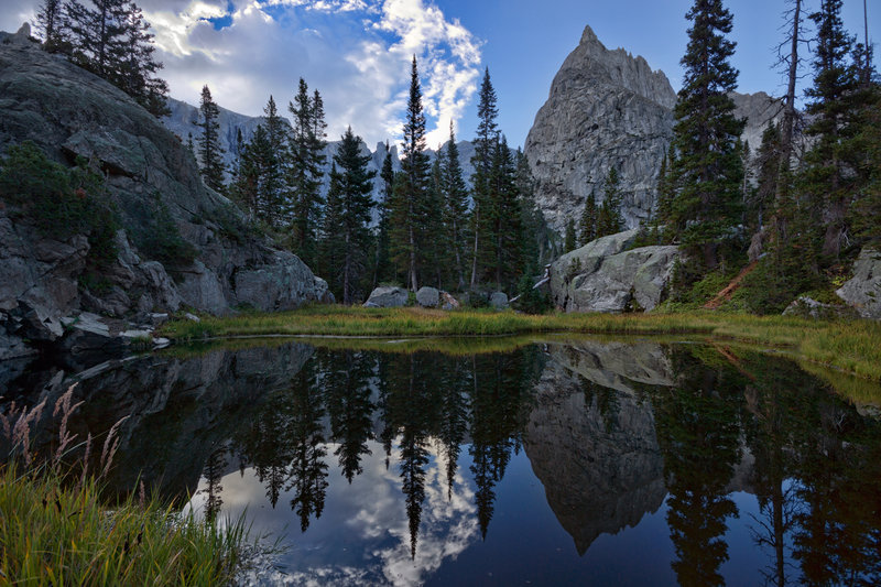 Lone Eagle Peak reflected in unnamed small pond