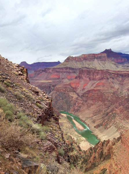 The first views of the Colorado, hiking down the South Kaibab Trail