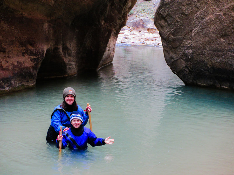 Hiking (or wading) in the Narrows.