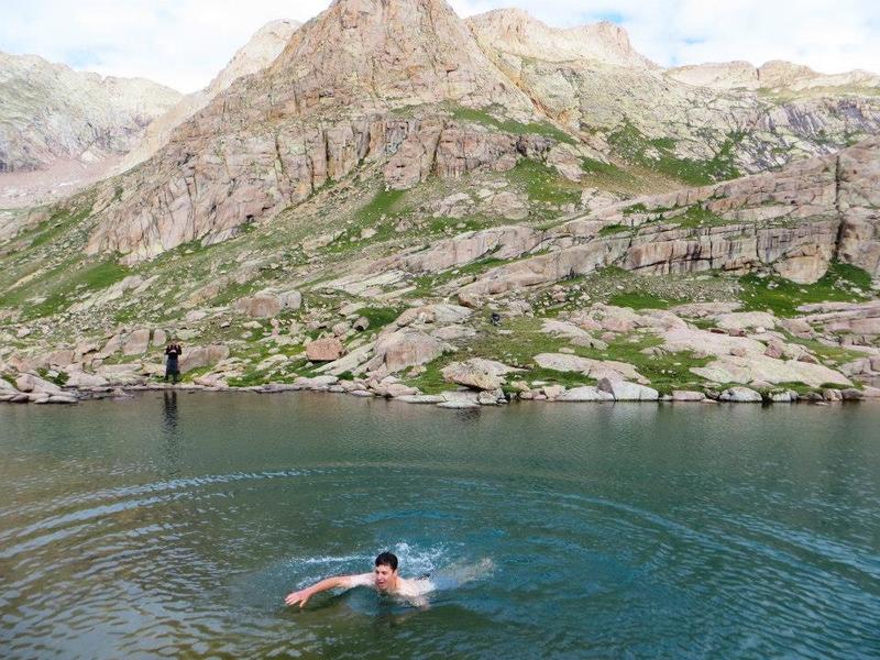 A refreshing, albeit frigid, swim at Twin Lakes.