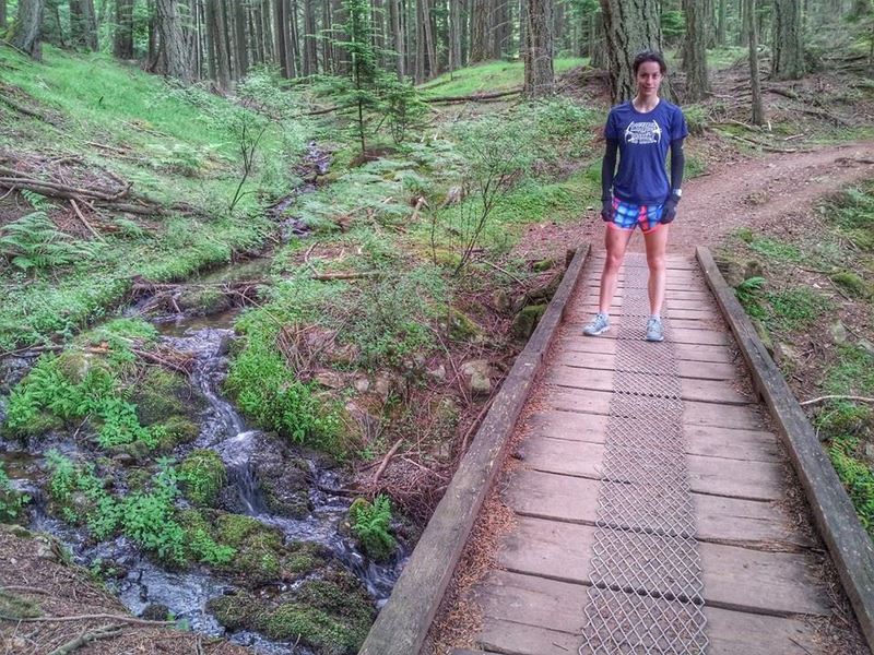 Bridge crossing over stream heading to Mountain Lake