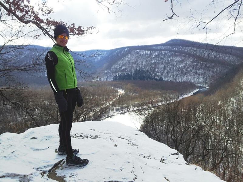 Overlooking the Youghiogheny River on a snowy day - Laurel Highlands Trail