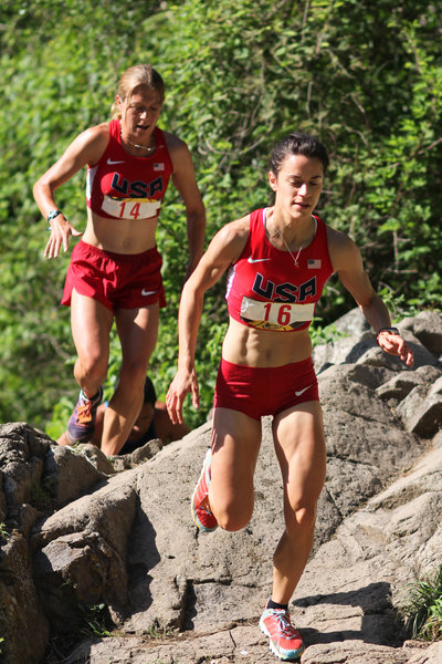 Over the top of the waterfalls at the 2014 Chupinaya Mountain Race