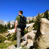 A hiker, blocking the stunning view of Mount Audubon.