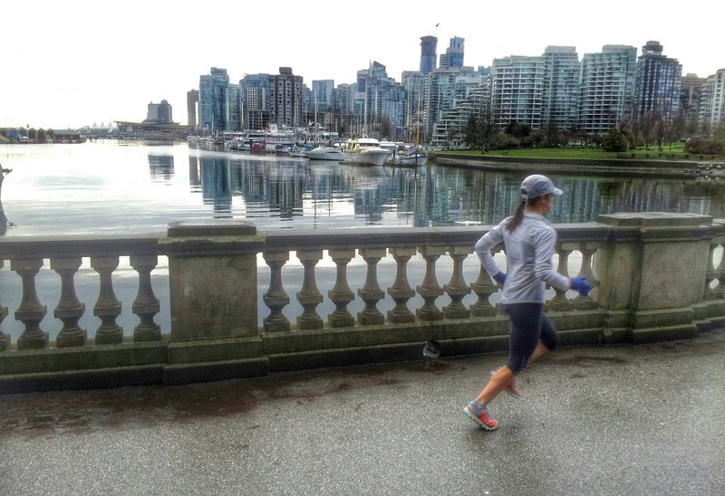 Heading clockwise around the Seawall Trial with downtown Vancouver in the background