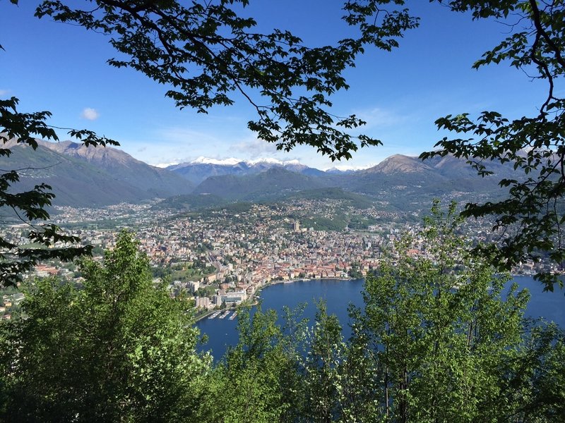 View of the beautiful Lugano and the Ticinese alps in the background