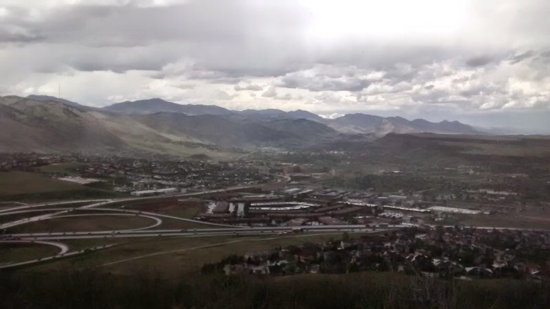 Looking north at Golden, Colorado and in the background you can just make out Longs Peak, one of Colorado's "14ers."