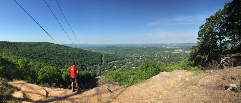 View of South Huntsville.  You can see the NASA test stand where the Saturn 5 engines were tested in the 60s and the Tennessee River.