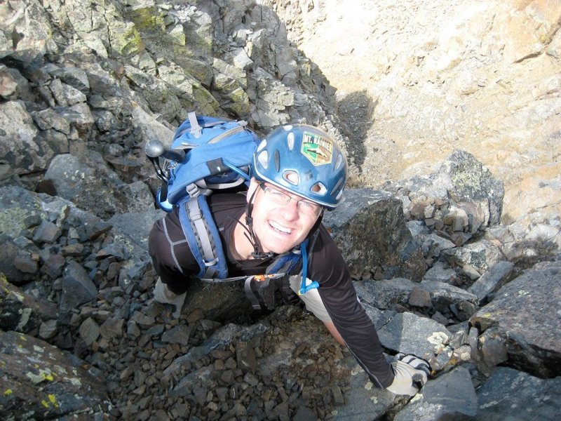 Below the class 4 chimney at Mt. Wilson's summit block. This photo doesn't do the exposure justice.