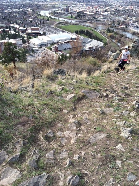 Looking down into the University of Montana Grizzly Stadium.