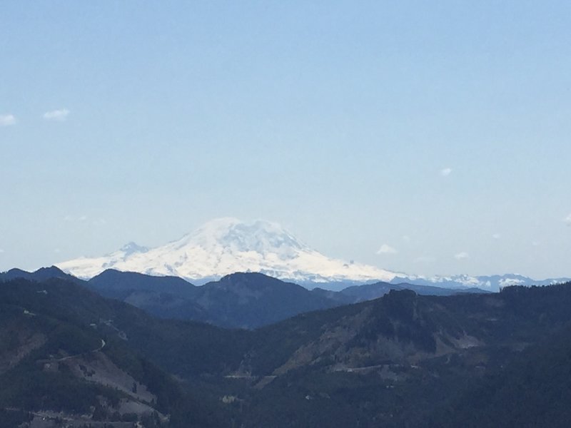 View of Rainier just before heading down to Mason Lake