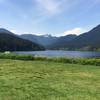 Start / finish location overlooking Capilano Lake with the Lions in the background