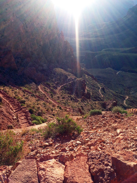 Looking down at the switchbacks on South Kaibab