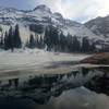 View of Lake Blanche and surrounding peaks in early May