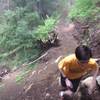 Crossing the gully - make sure to search for the best route down.  Two or three are very dangerous.  The best route is bikeable