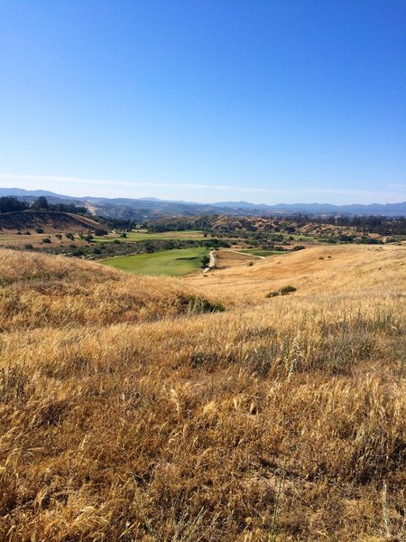 A view of the Rustic Canyon Golf Course from the early part of the trail