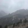 The hills of South Boulder during a March snow on the NCAR trail