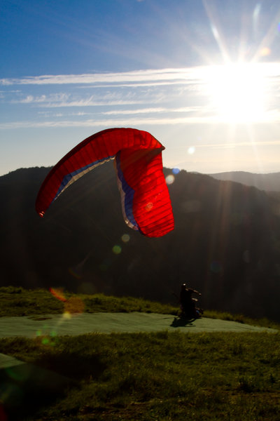 Paraglider trying to take off