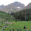 Blaine Basin carpeted with wildflowers and surrounded by high rocky mountains.