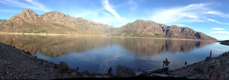 Looking across the dam at the trail at the end of the 25km trail race